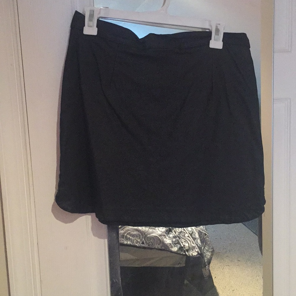 Black leather mini skirt